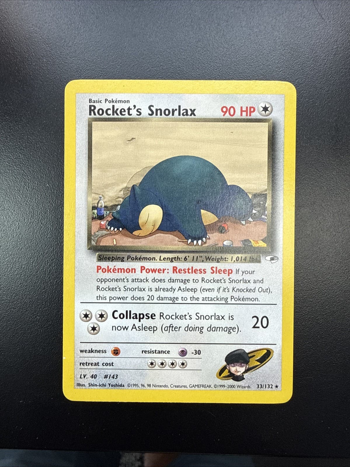 Rocket's Snorlax 033/132 Gym Heroes Reg Rare Eng 90HP Unlimited