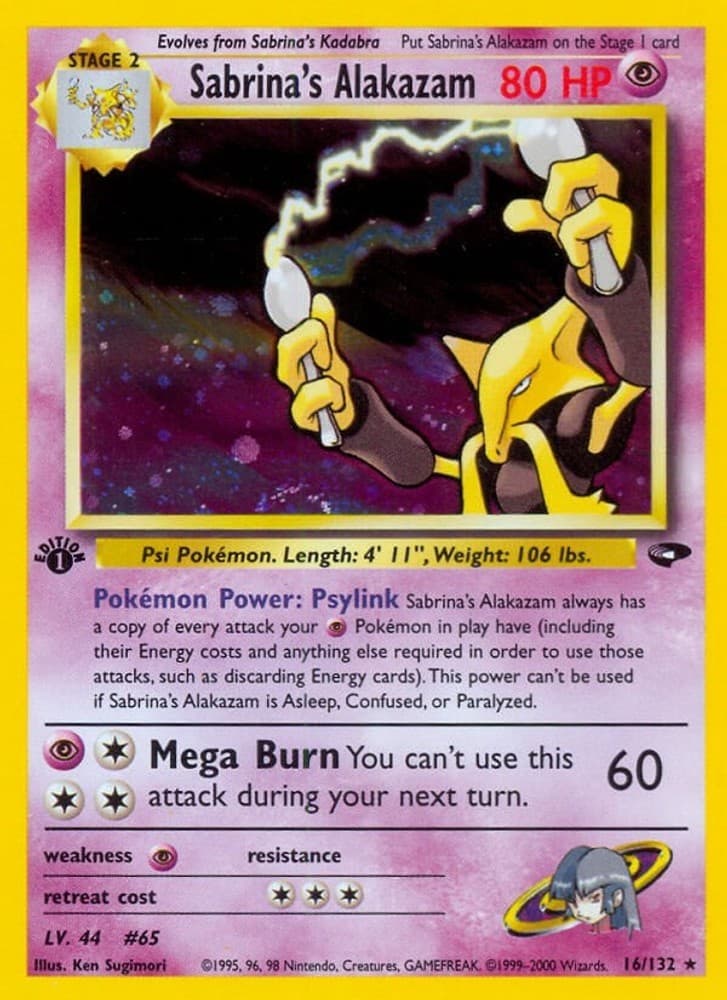Sabrina's Alakazam 016/132 Unlimited Holofoil Gym Challenge MP EN