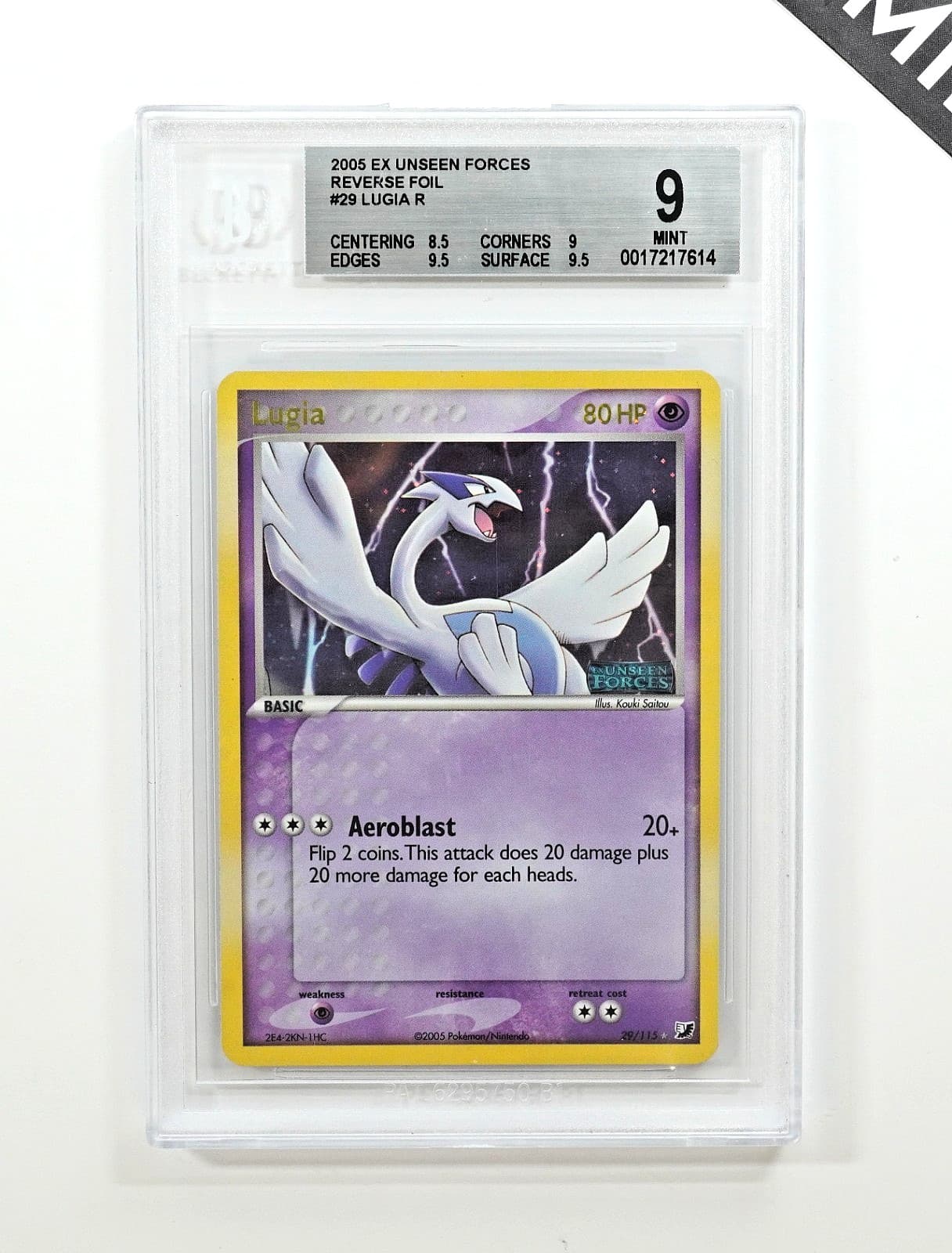 Pokemon BGS 9 Lugia #29 Reverse Stamp EX Unseen Forces 2005 English