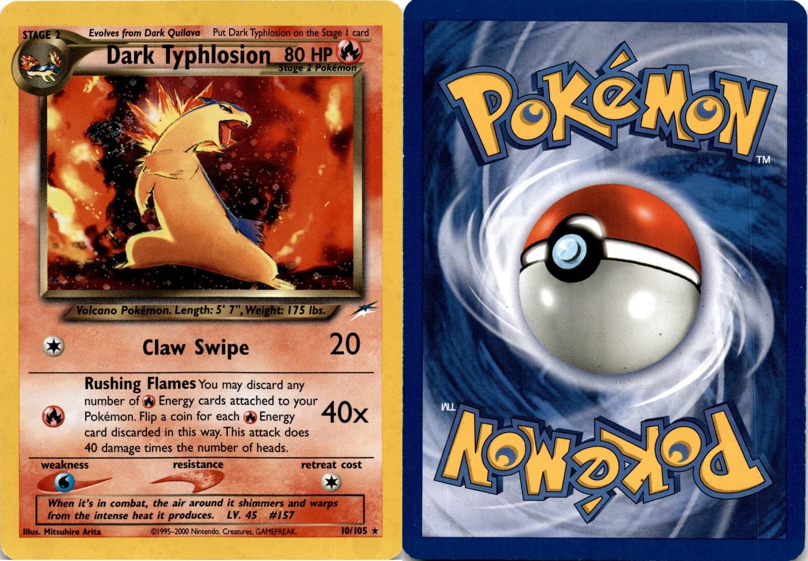 2002 Pokemon, Neo Destiny, #10/105 Dark Typhlosion, Holo Rare