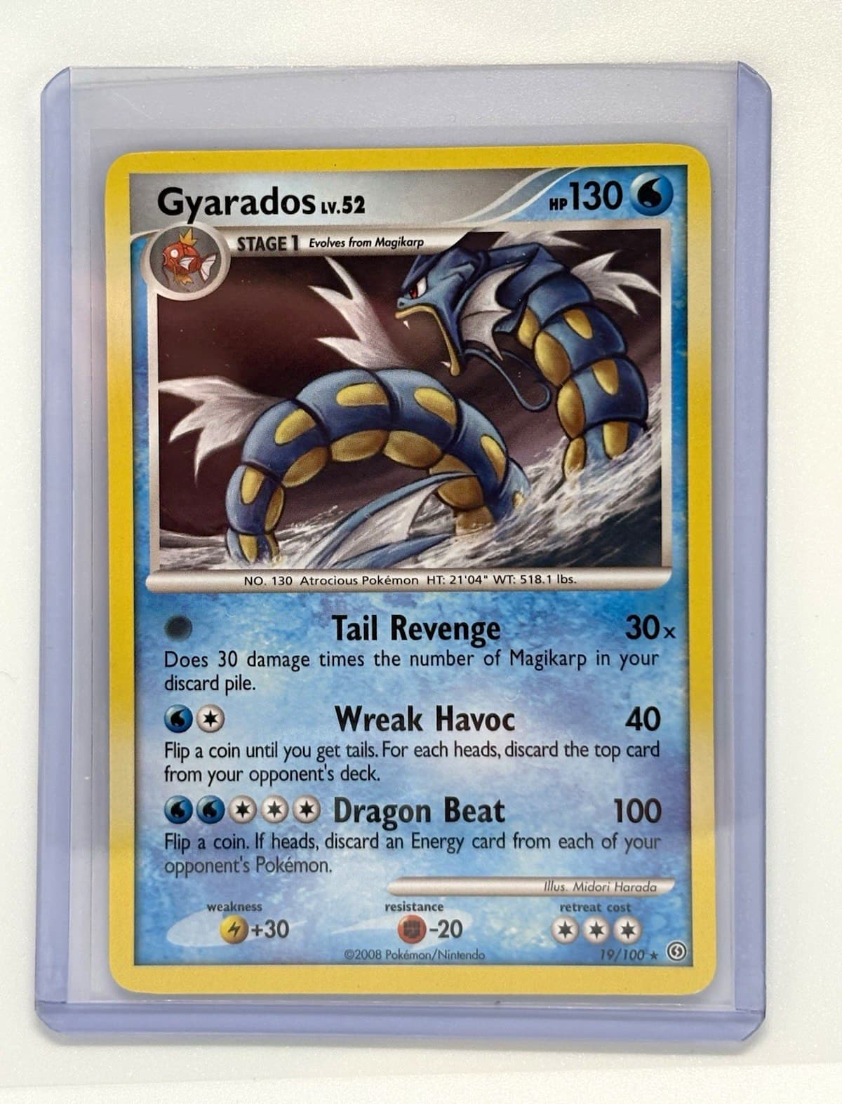 Pokemon TCG Gyarados 19/100 Stormfront Regular Rare 130 HP English Harada