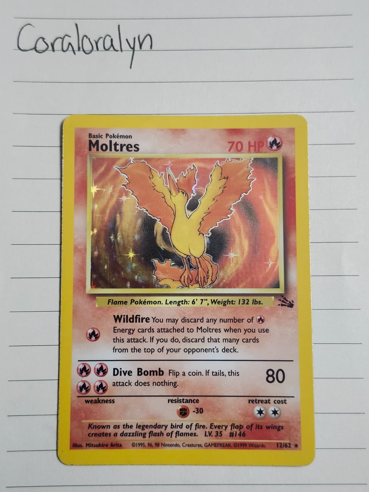 Moltres 12/62 Fossil Holo MP