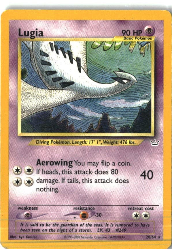Lugia 20/64 Rare Neo Revelation Pokemon Unlimited Lightly Played