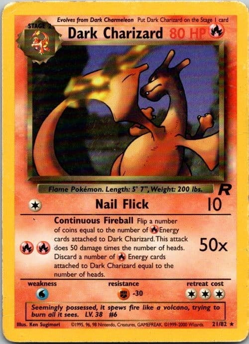Dark Charizard 21/82 Unlimited Rare Team Rocket Pokemon 2000 MP Sugimori
