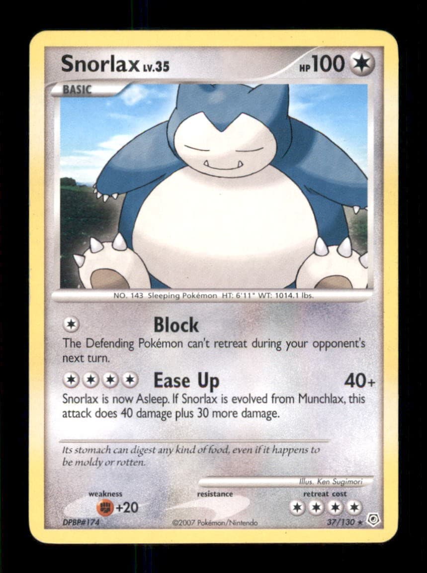 Snorlax Rare Normal Diamond and Pearl 37/130 LP