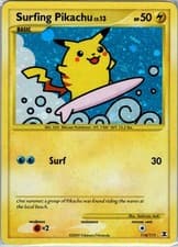 Surfing Pikachu 114/111 Rising Rivals LP Pokémon Card