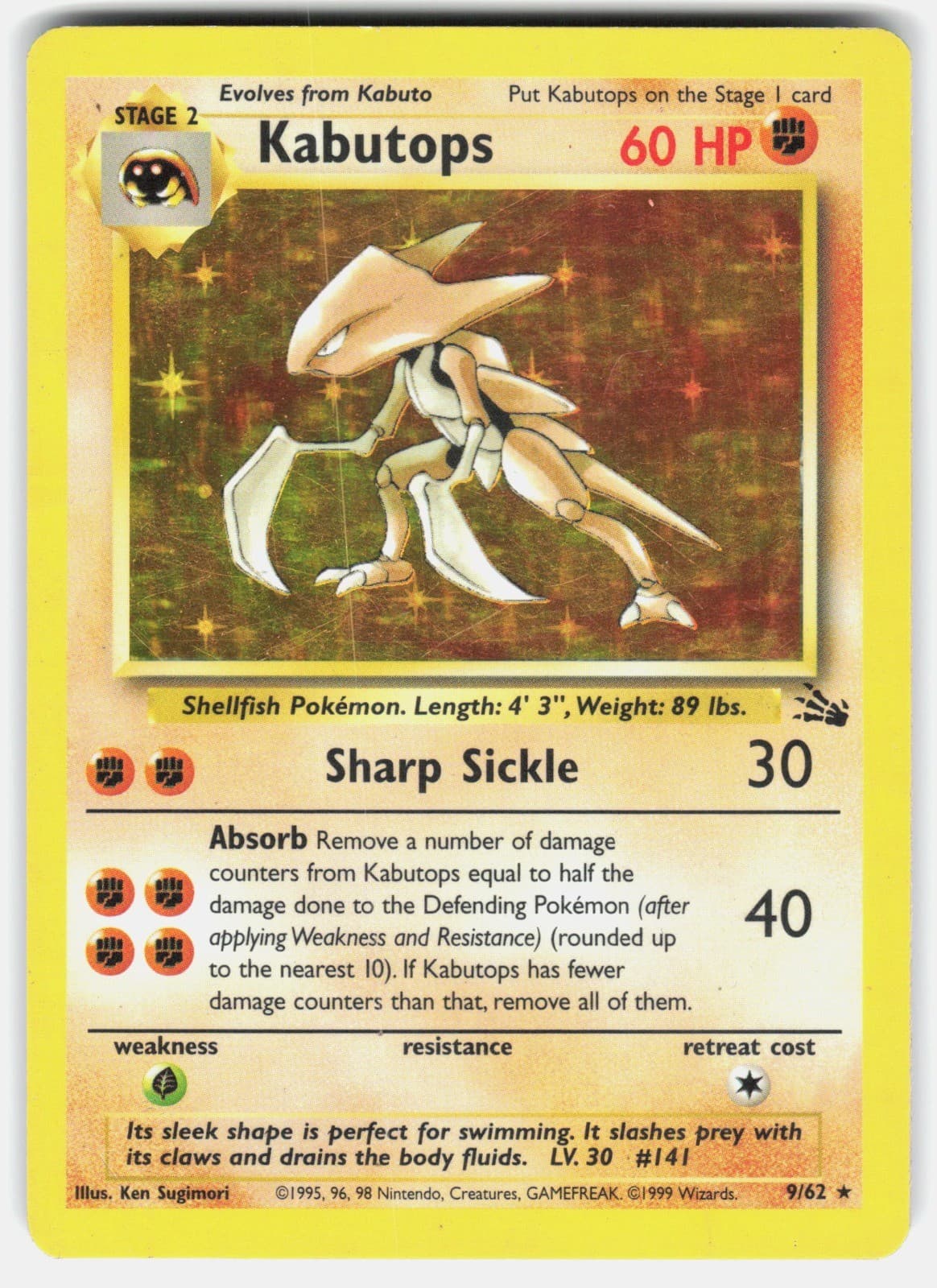 Kabutops (9) Holo Rare Fossil 09/62 HP