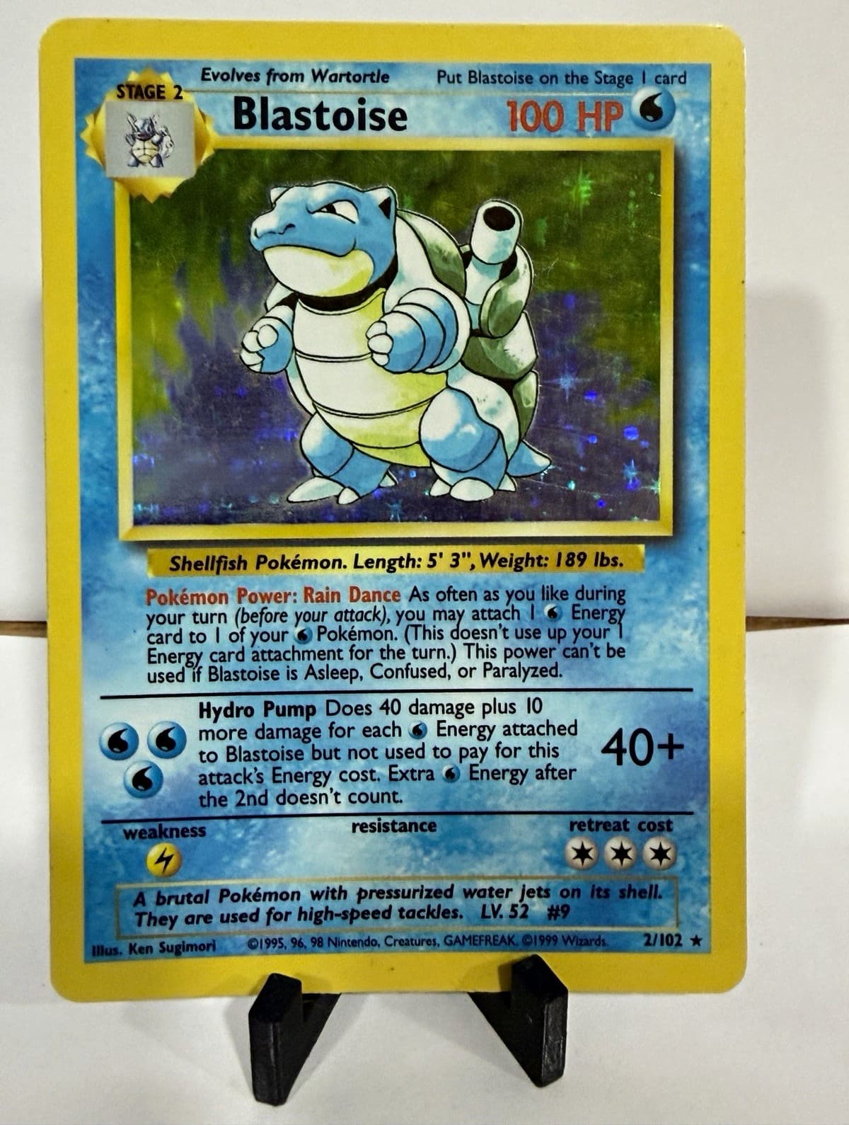 Blastoise 002/102 Base Set Holo Rare 100 HP Stage 2 - Ken Sugimori