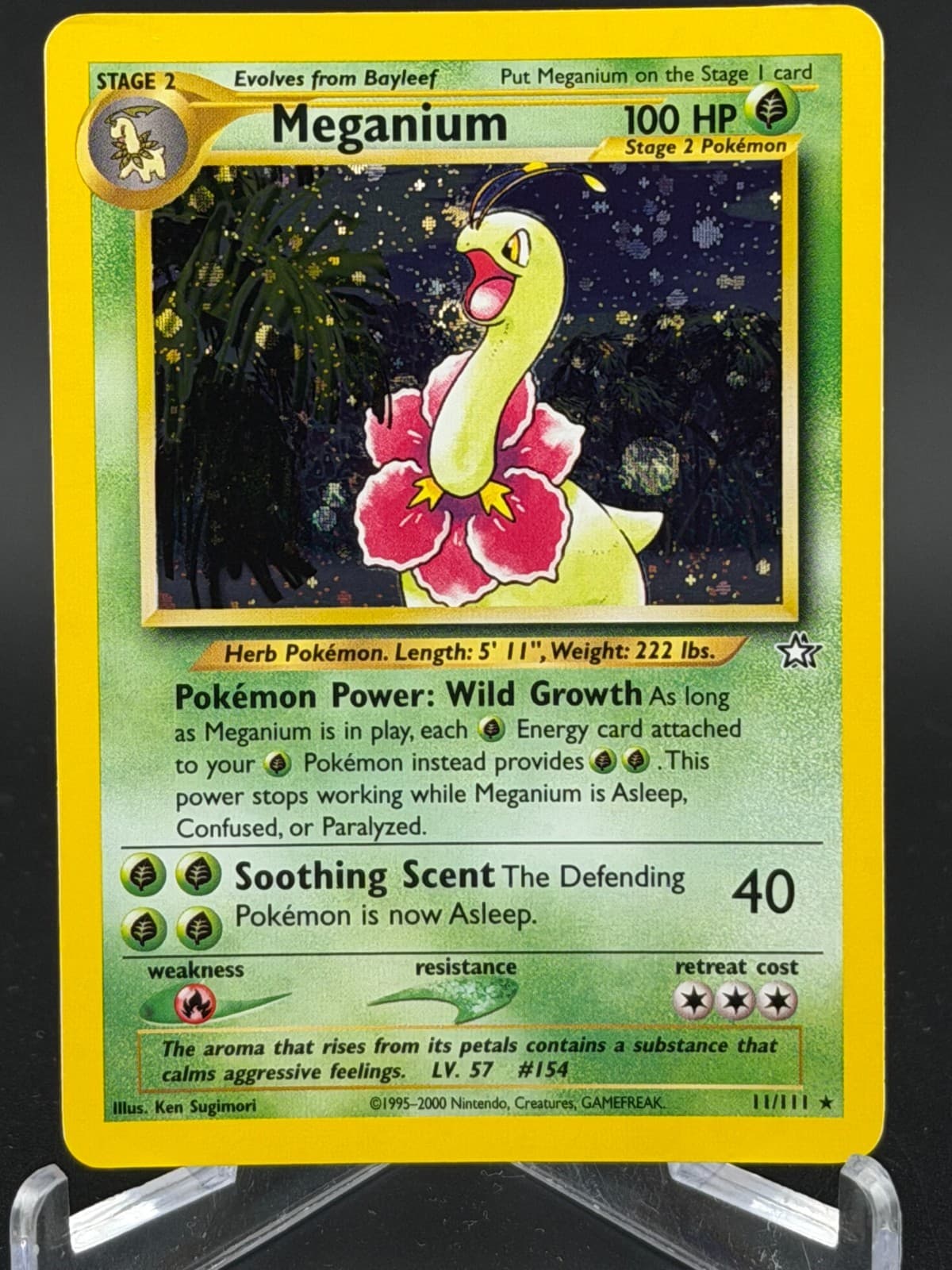 MEGANIUM 11/111 Neo Genesis HOLO SWIRL Rare Unlimited Pokemon TCG - NP MINT!
