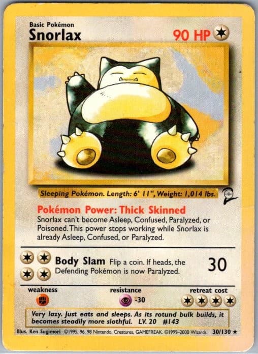 Snorlax 030/130 Rare Base Set 2 DAMAGED CREASED