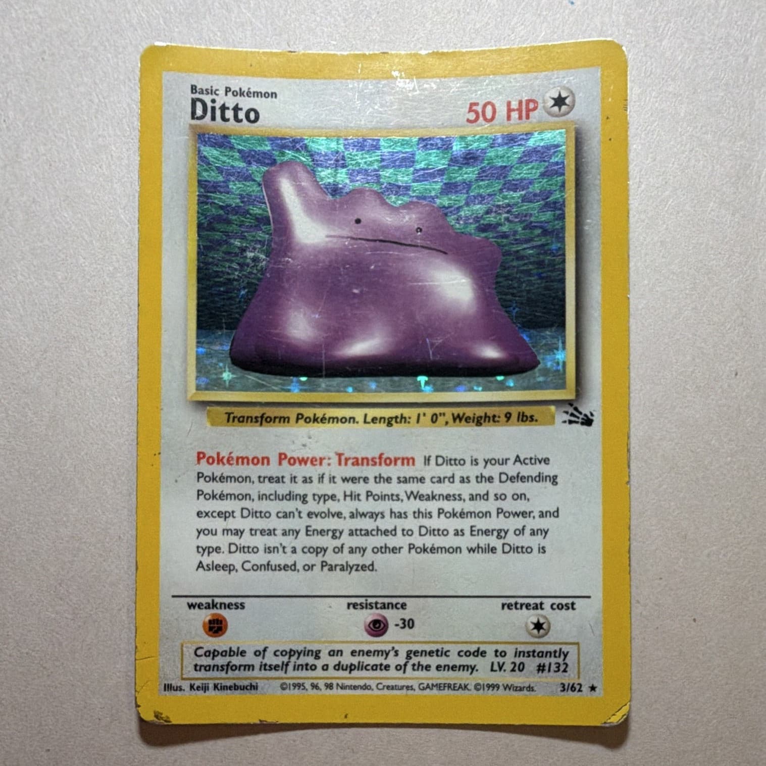 Pokemon TCG Ditto 3/62 Fossil Holo Rare Holo Unlimited Edition 50 HP