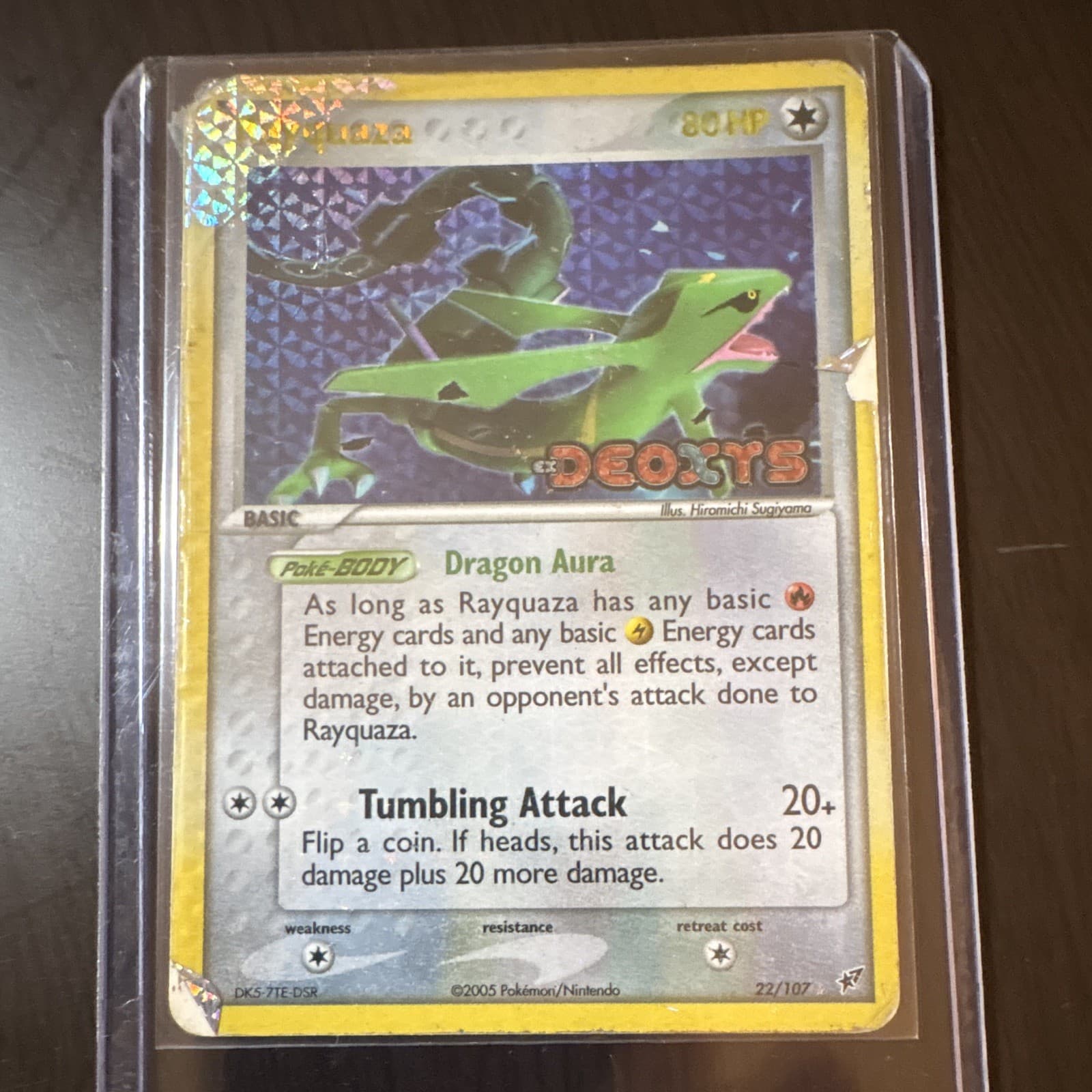 Pokémon TCG Rayquaza EX Deoxys Holo Rare Card 22/107 Stamped Rare