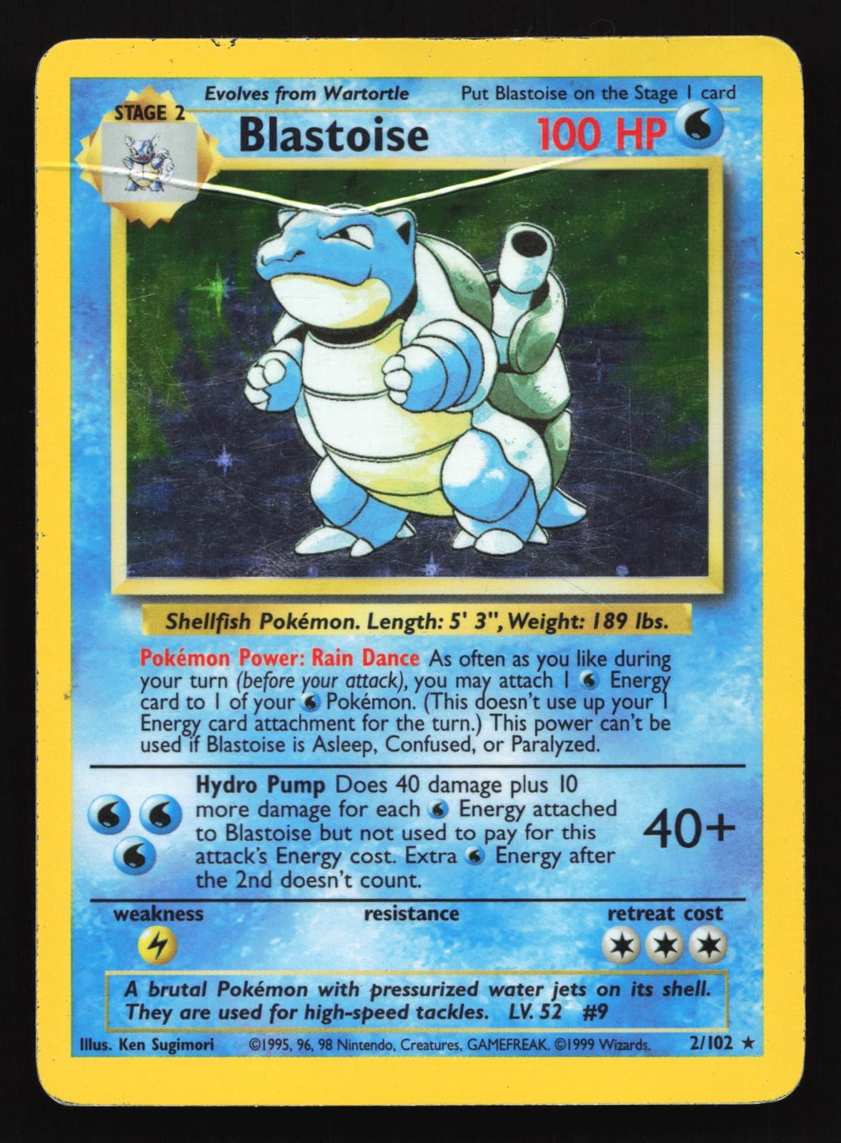 Blastoise 2/102 Base Set Holo Rare Pokemon Card