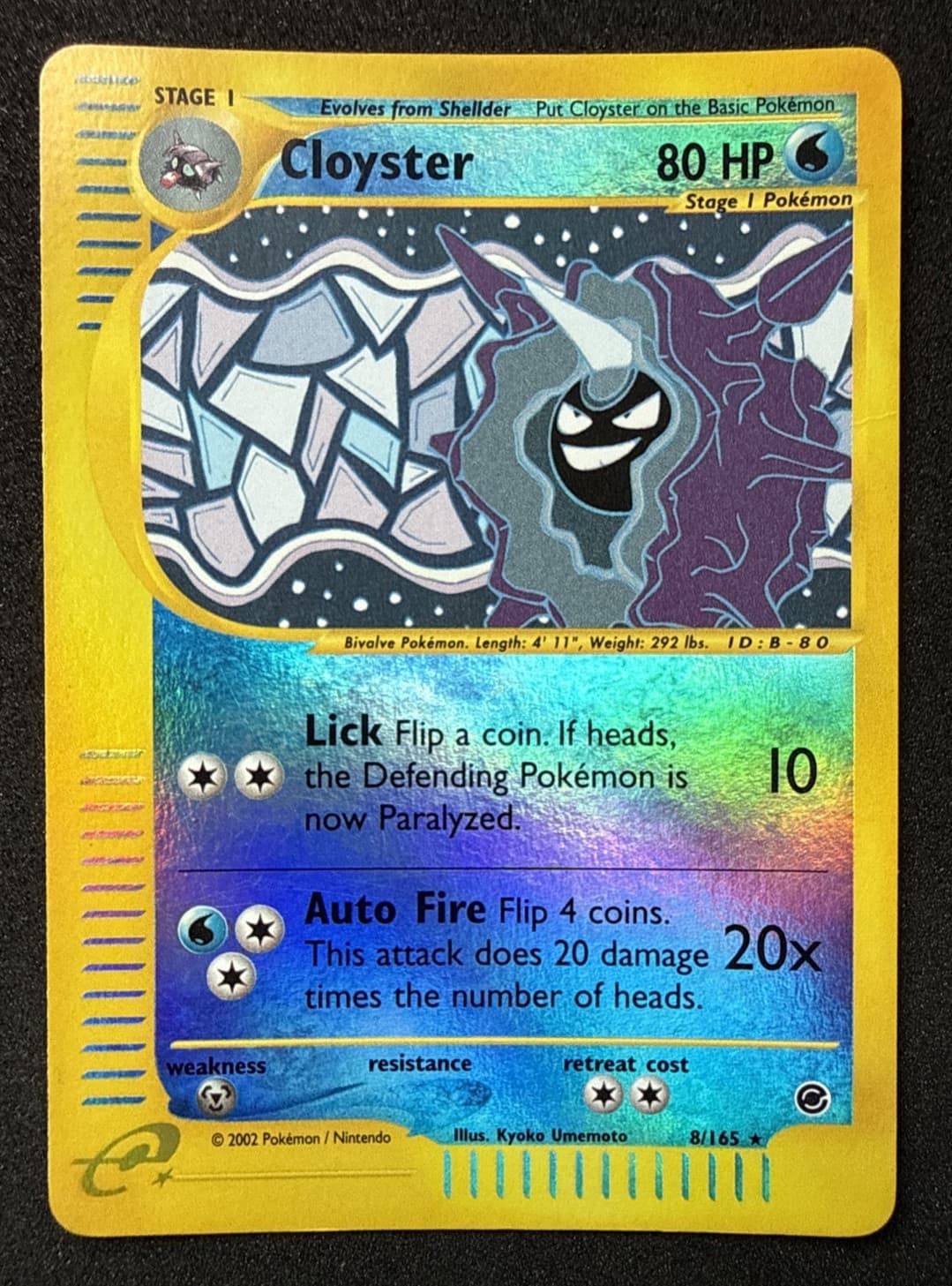 Cloyster 8/165 Holo Rare Expedition Base Set Pokemon Reverse Holo