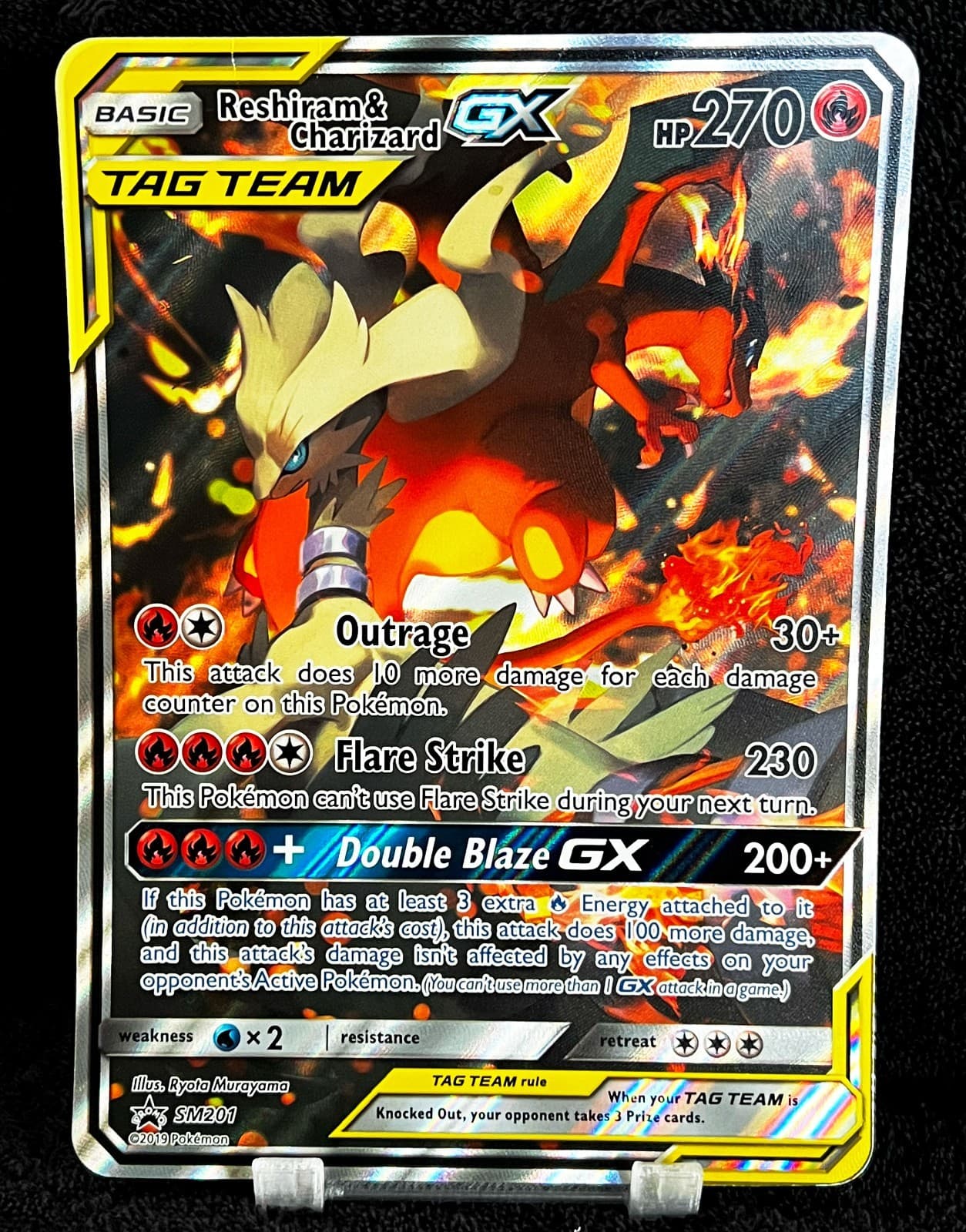 2021 RESHIRAM & CHARIZARD GX TAG TEAM • JUMBO BLACK STAR PROMO • SM201 • POKÉMON