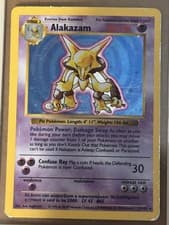 Pokémon Alakazam Card 1/102 Base Set, Shadowless, Unlimited Holo Rare HP+