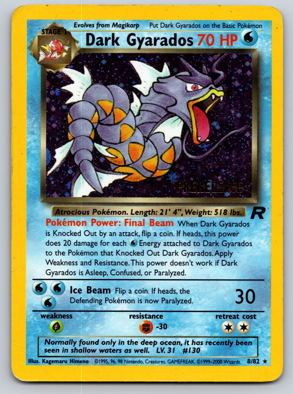 Dark Gyarados (8) Unlimited Holo Holo Rare Team Rocket 08/82 MP/HP Pokemon Card