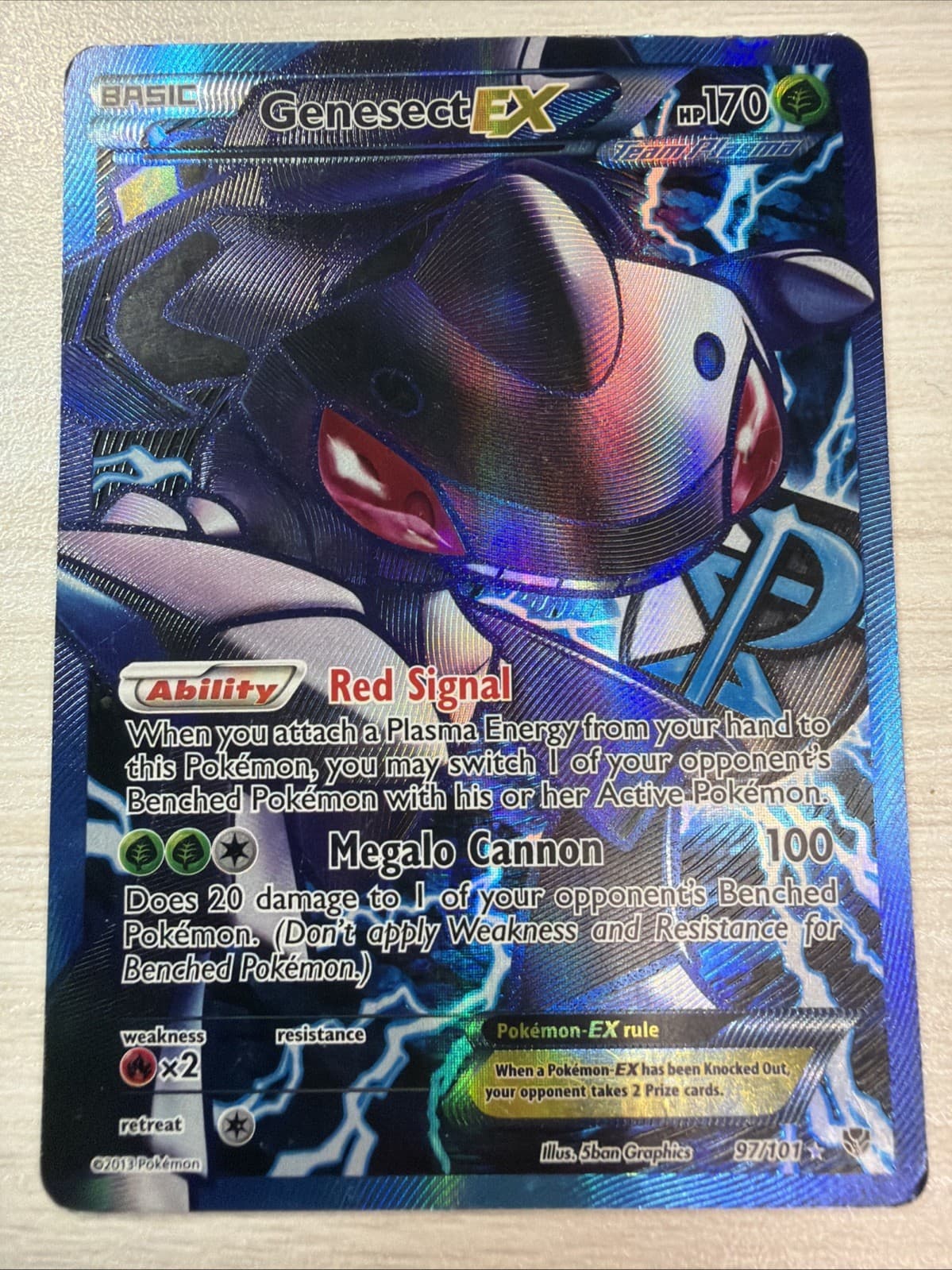 Genesect EX (Team Plasma) (97 Full Art) 97/101 Plasma Blast Holo Heavily Played 