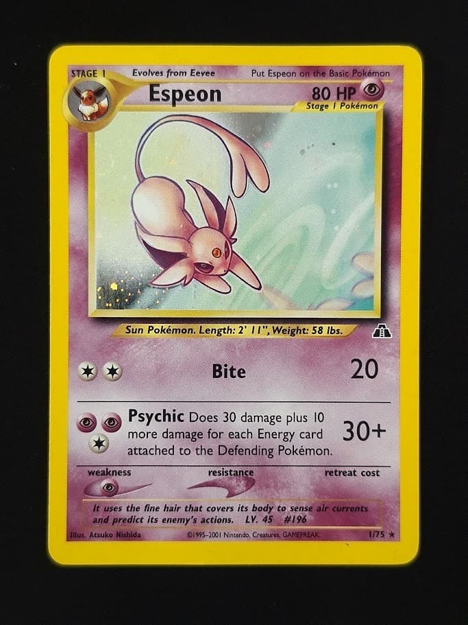 2001 Pokemon ESPEON #1/75 Neo Discovery Unlimited Cosmos Holo Rare English
