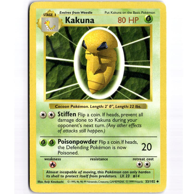 Kakuna Uncommon Unlimited - 033/102 - Base Set (Shadowless) - HP