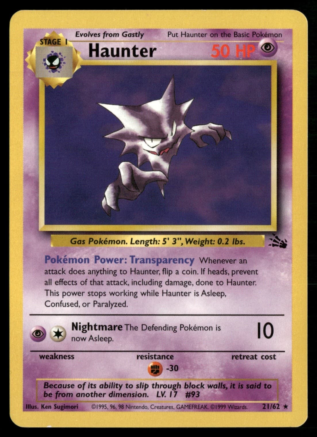 Haunter (21) Rare Fossil 21/62