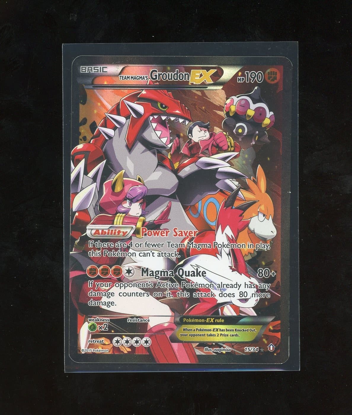 2015 Pokemon XY Double Crisis Full Art Team Magma's Groudon EX 15/34 Holo Foil
