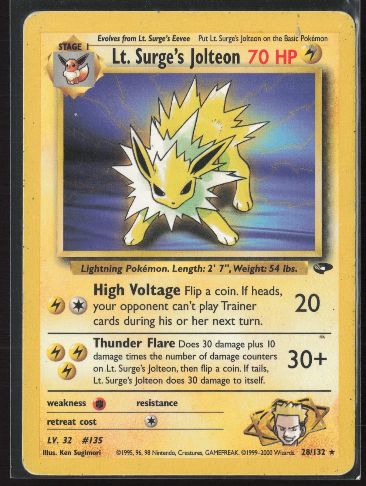 Lt. Surge's Jolteon Rare Gym Challenge 028/132 HP Pokemon Card