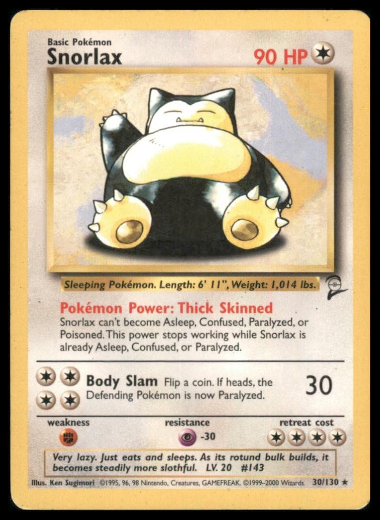 Snorlax Rare Base Set 2 030/130 NM