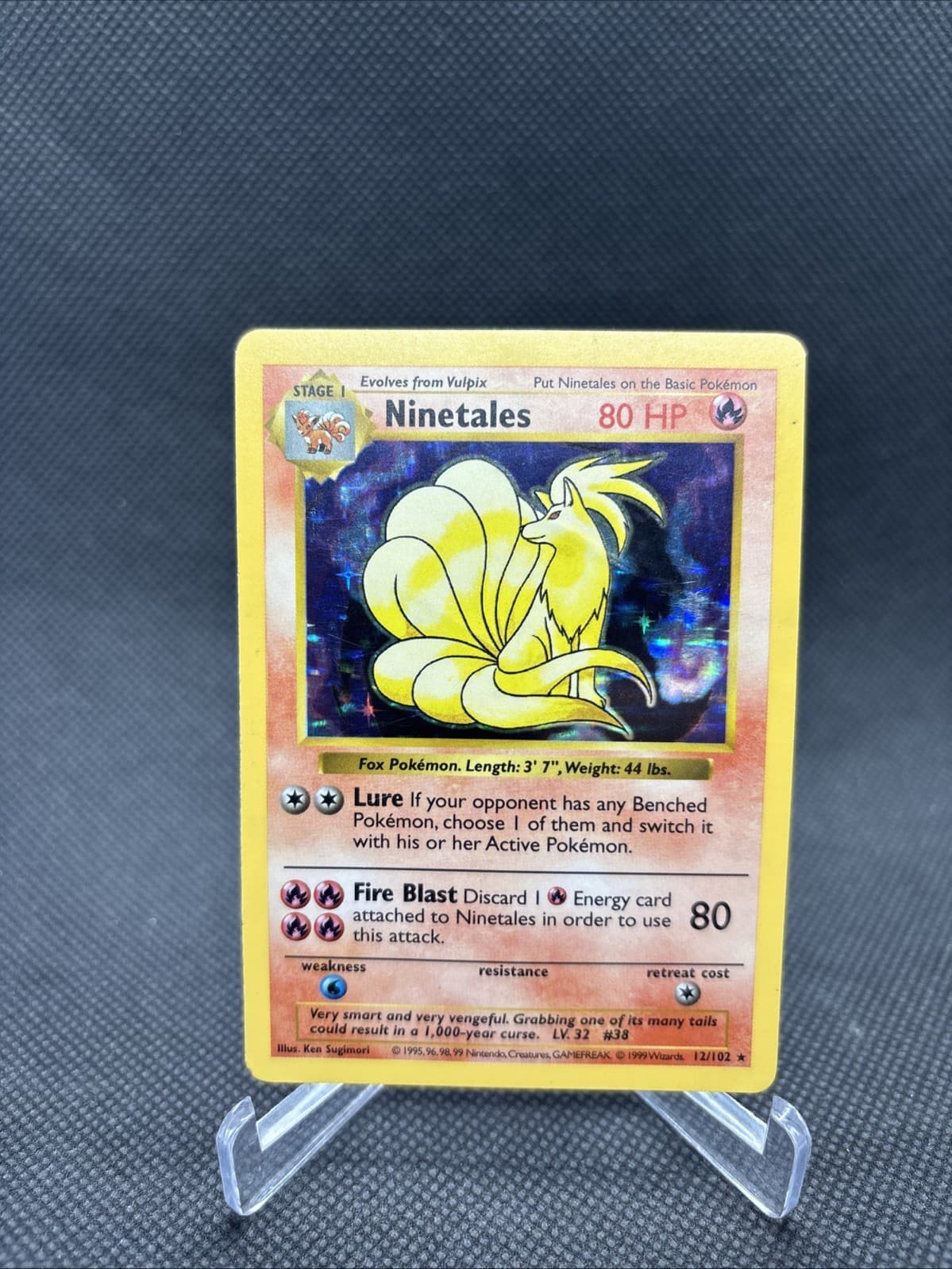 Ninetales 12/102 Unlimited Holo Base Set Shadowless Pokemon English