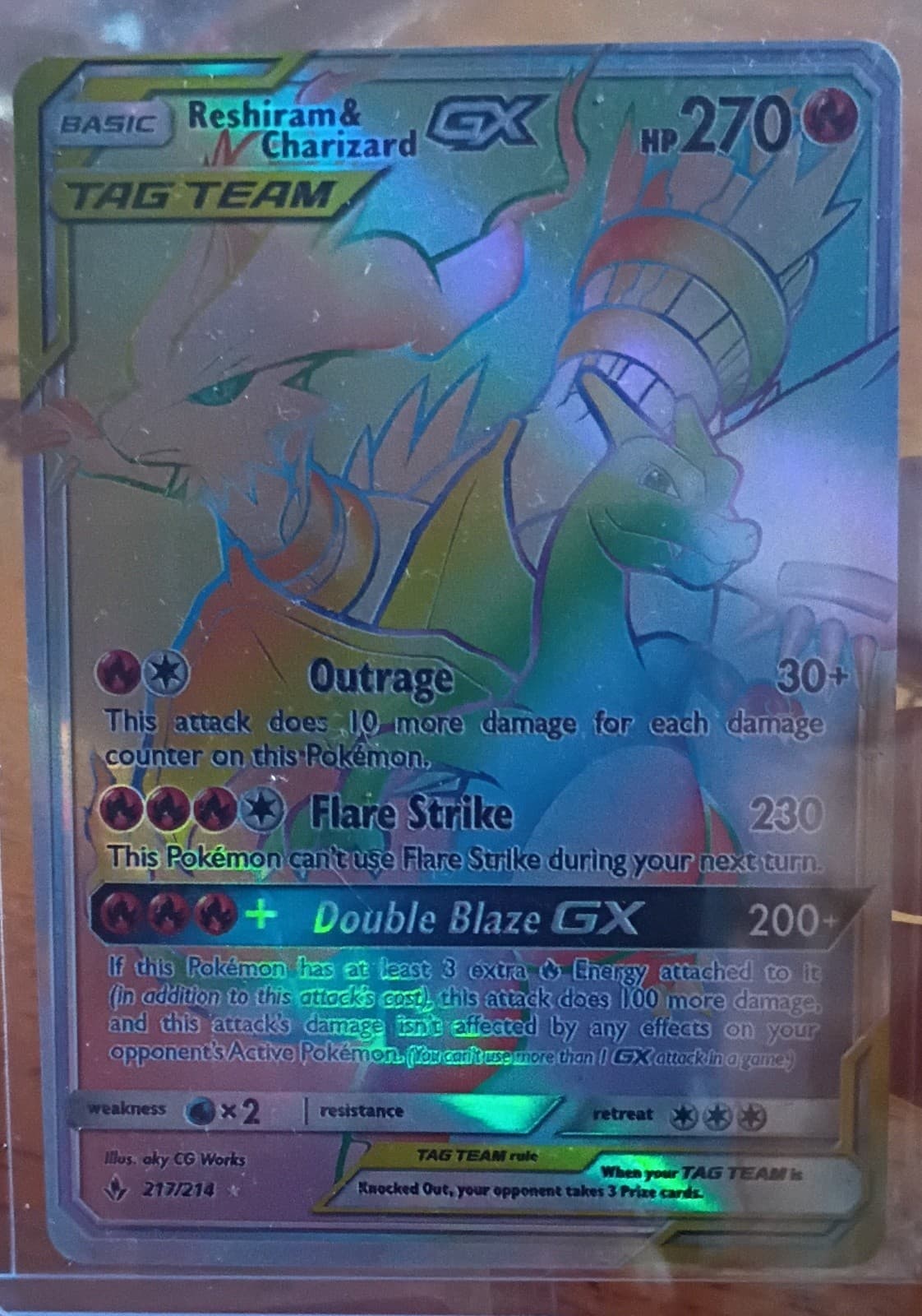 Reshiram & Charizard GX (Secret) 217/214 Sm-Unbroken Bonds Holo