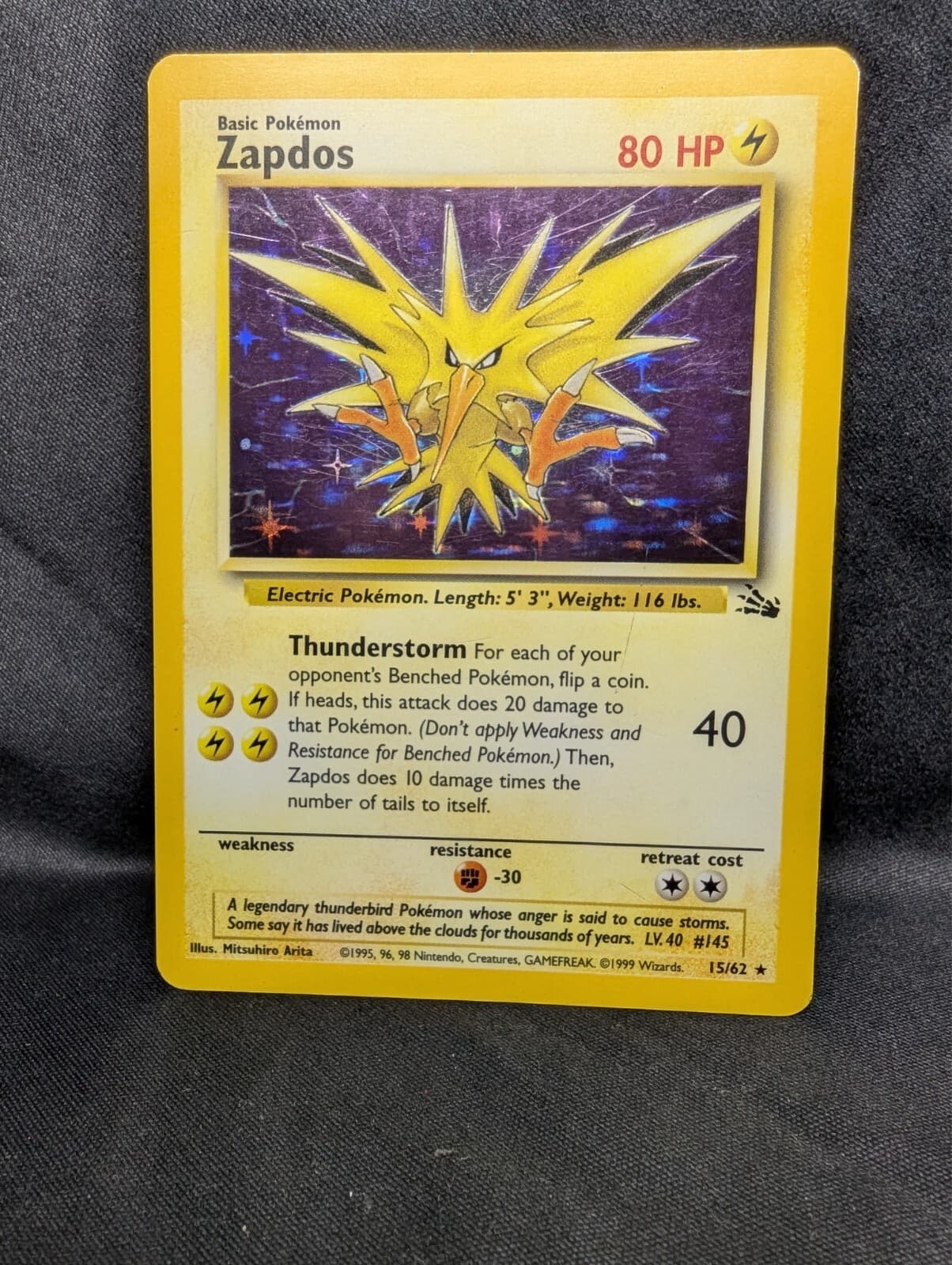 Zapdos 15/62 Fossil-Unlimited Edition Holo