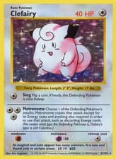 Clefairy - 5/102 - Pokemon Base Set Shadowless Holo Rare Card WOTC LP