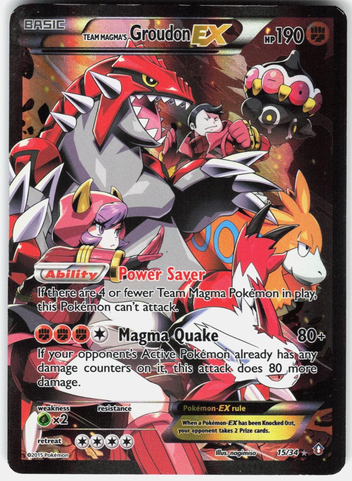 Pokemon Team Magma's Groudon EX 15/34 Ultra Rare Double Crisis Pokemon Holo LP