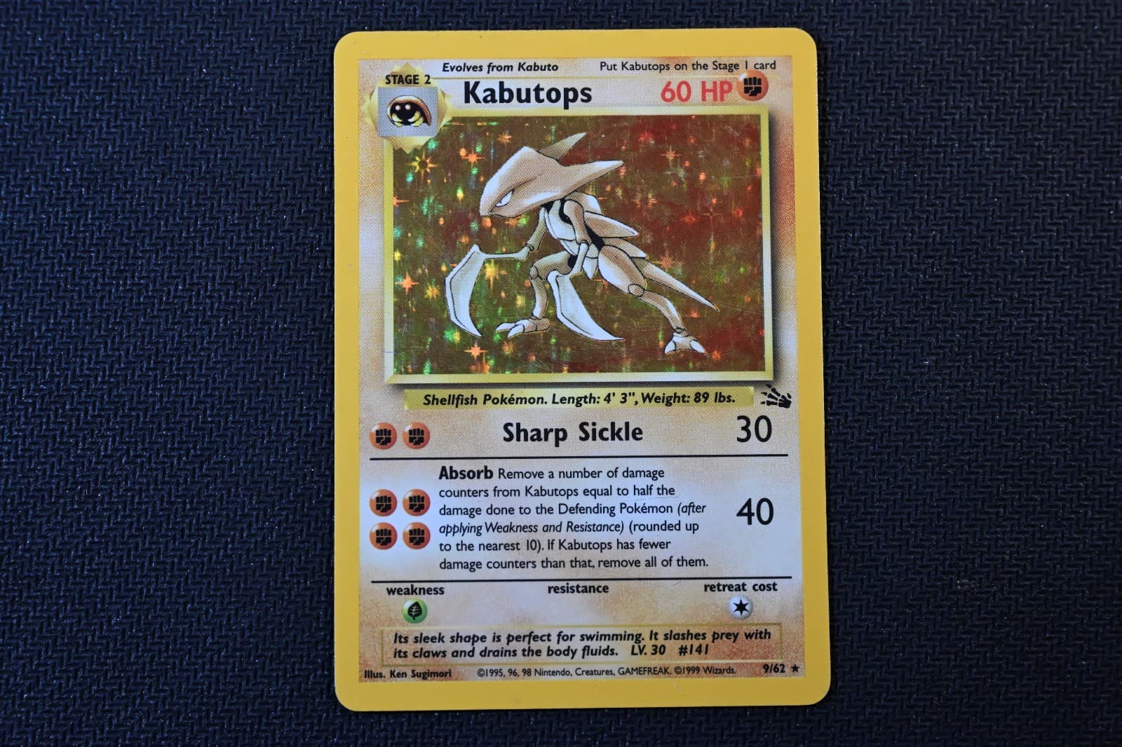 Pokémon Kabutops 9/62 Fossil Holo Rare Card