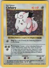 Pokemon TCG Clefairy Holo Rare Base Set (Shadowless) 005/102