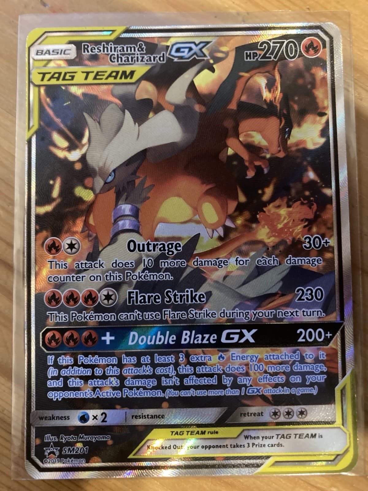 Reshiram & Charizard GX SM201 Tag Team Promo Full Art Holo Card Rare
