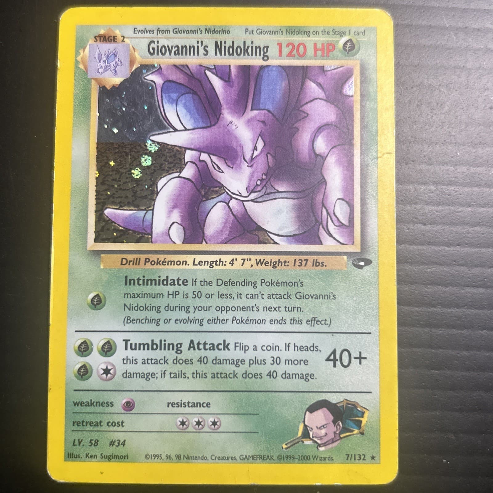 2000 Pokemon Gym Challenge Giovanni's Nidoking #7/132
