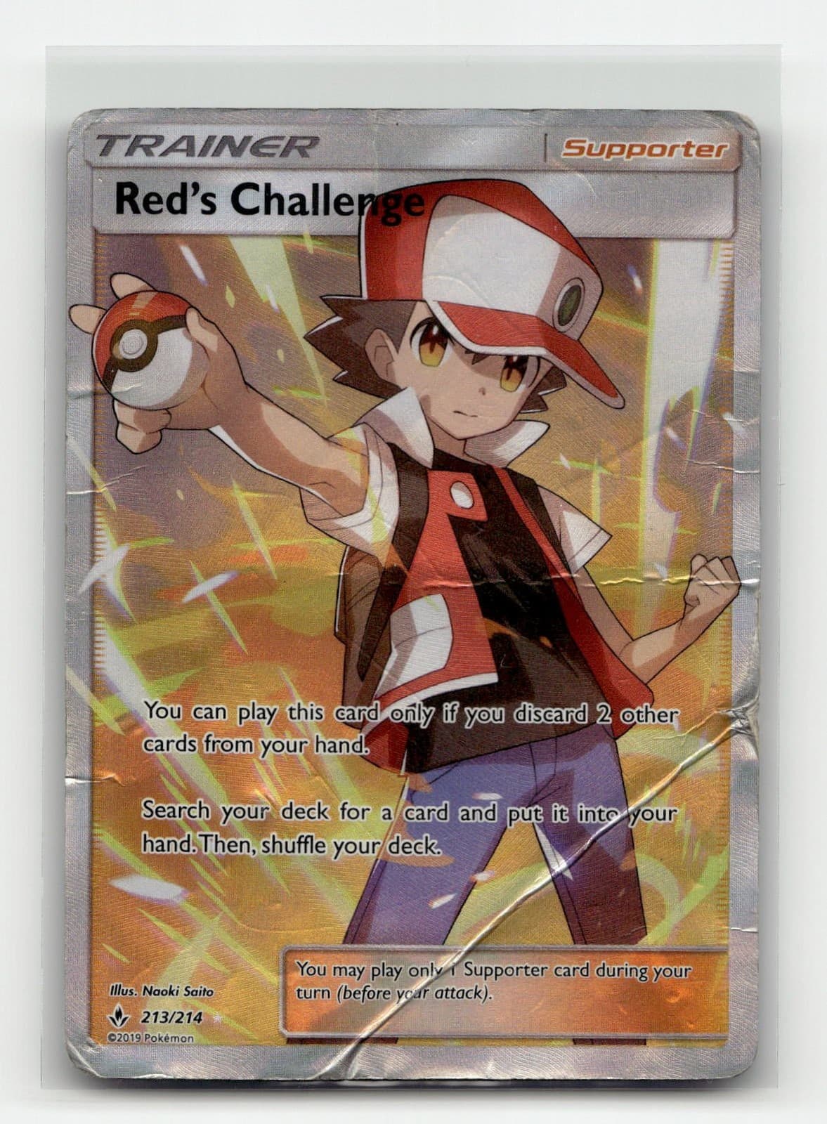Red's Challenge (Full Art) 213/214 SM - Unbroken Bonds Holofoil Pokemon