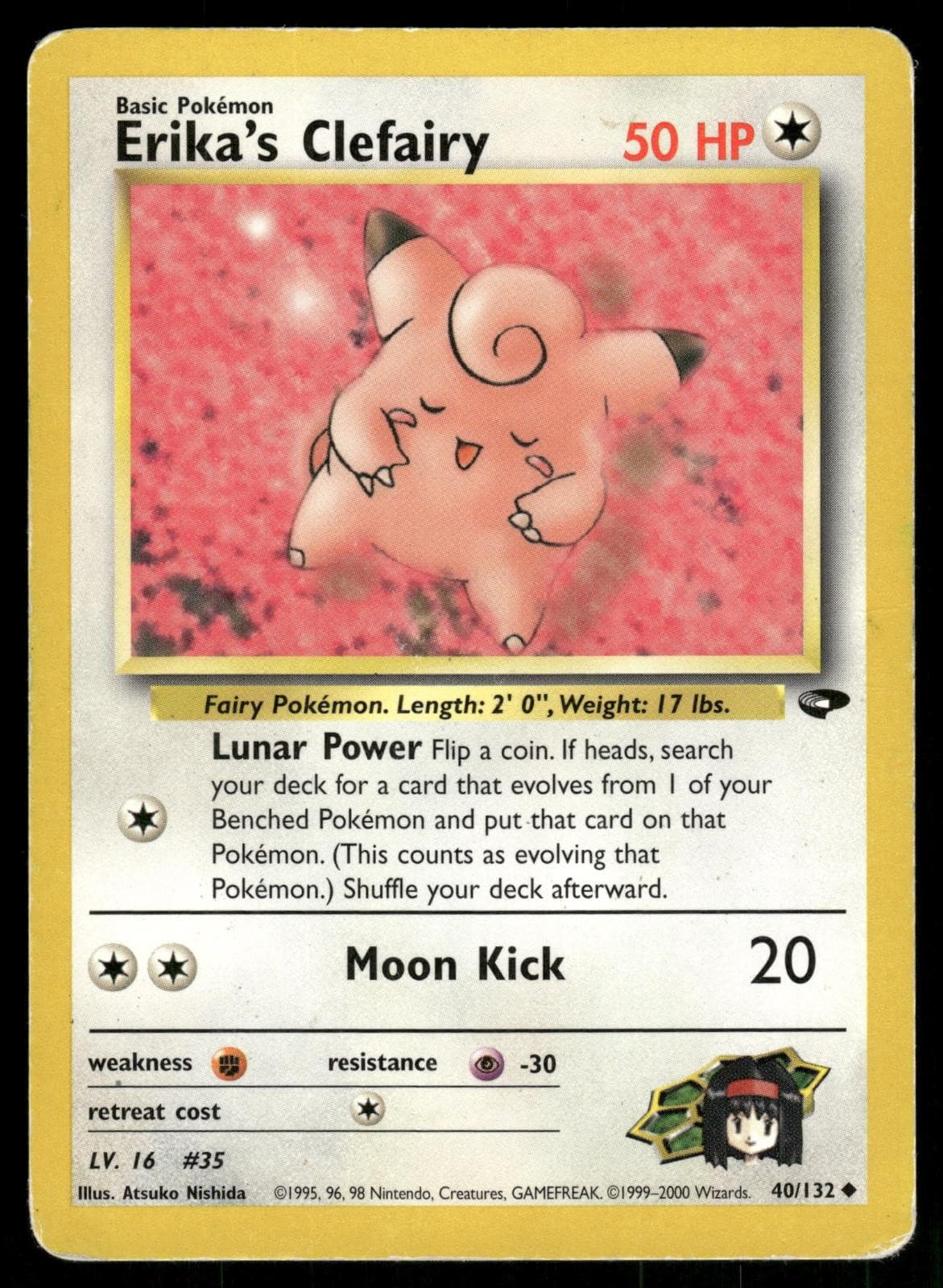 Erika's Clefairy 40/132 Non Holo Unlimited Uncommon 2000 Gym Challenge Pokemon