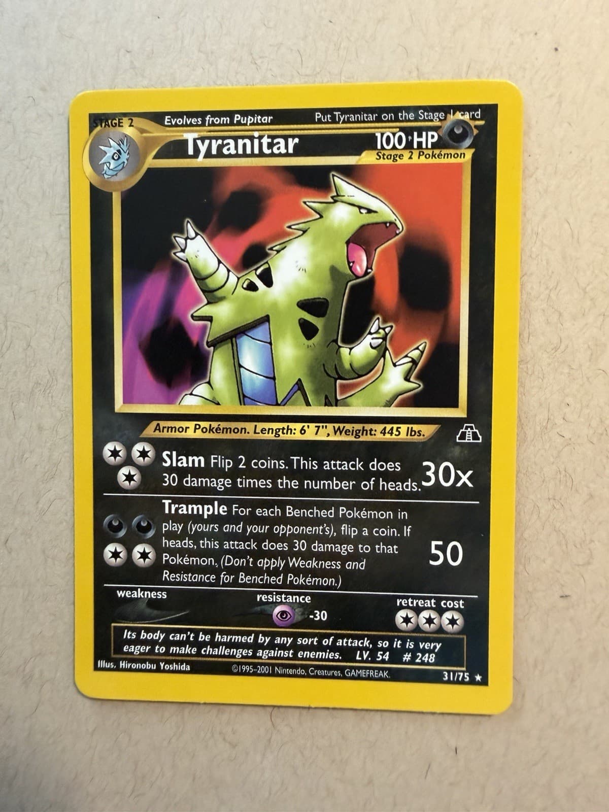 2001 Pokemon Neo Discovery 31 Tyranitar EX-NM