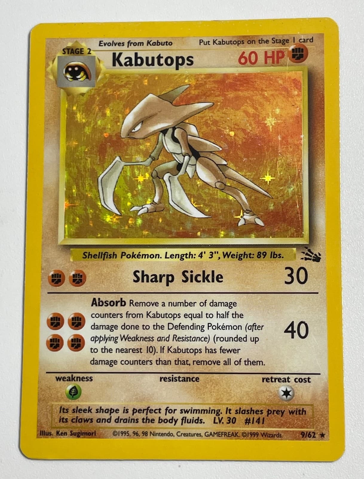**** Kabutops 9/62 Fossil Set - Holo Pokemon Card - MP