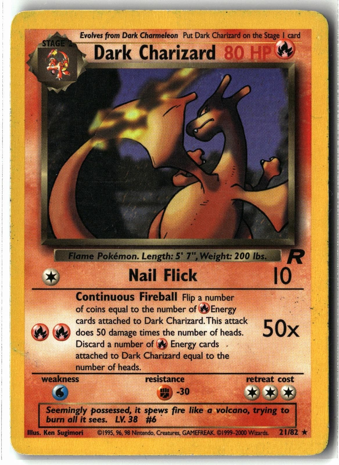 2000 Dark Charizard ⭐️ 21/82 WOTC Rare Team Rocket Pokemon MP