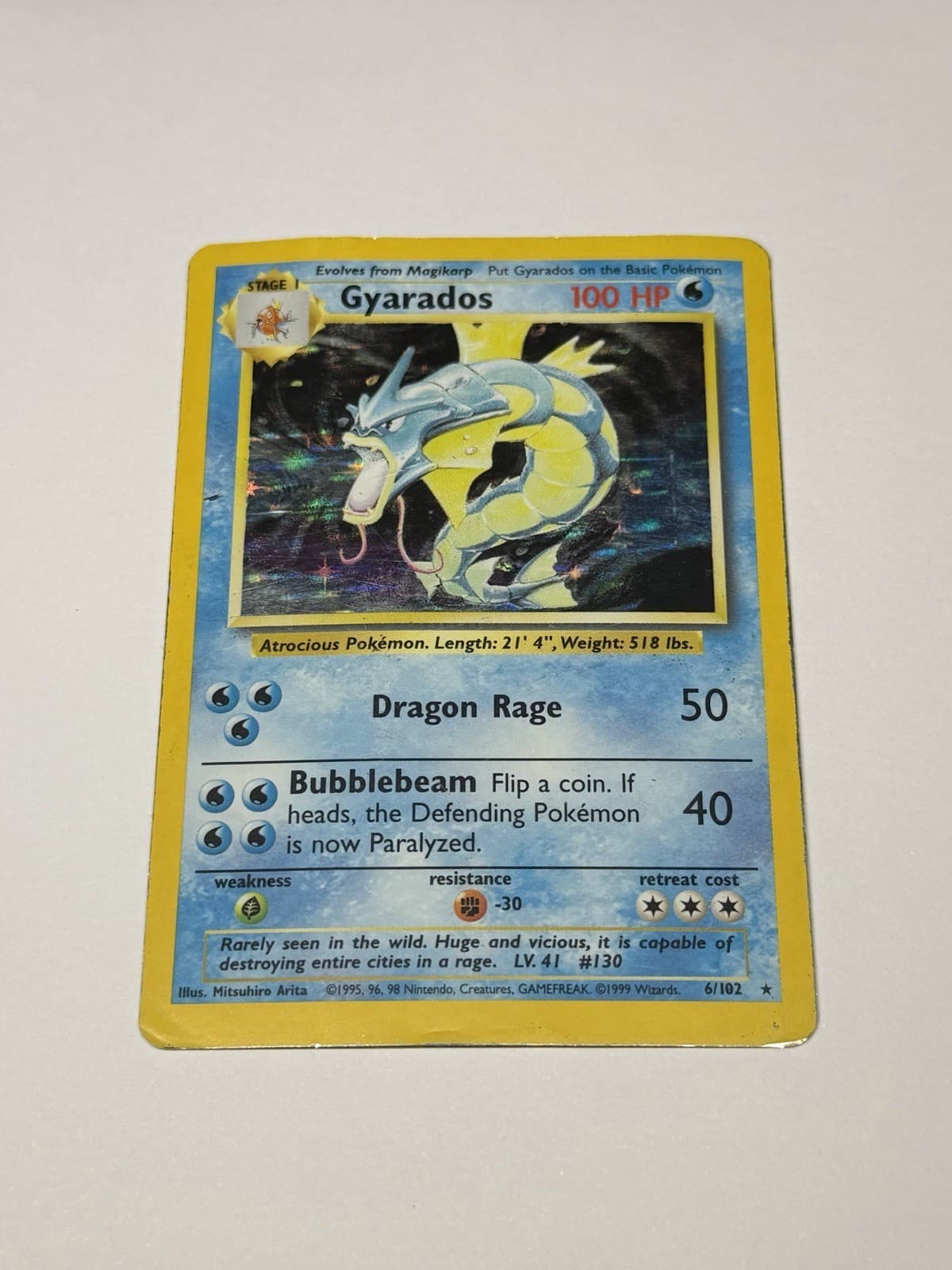 Gyarados 6/102 Holofoil WOTC Rare Base Set Unlimited Vintage Pokemon Card TCG HP