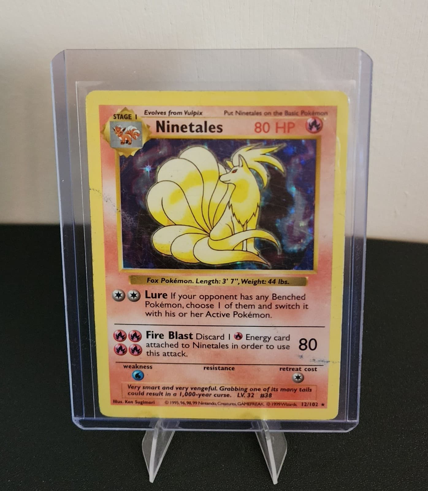Shadowless Ninetales 🔥 12/102 Holo Base Set Rare Pokémon Card WOTC Vintage - MP