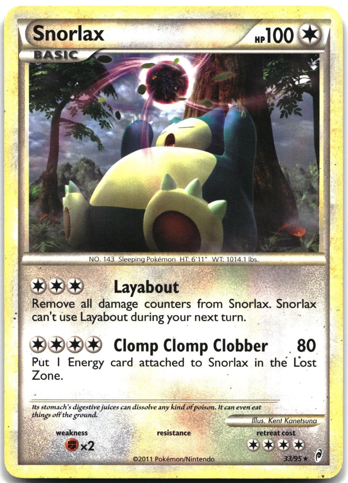 Snorlax 33/95 Rare Call of Legends Pokemon Moderately Played