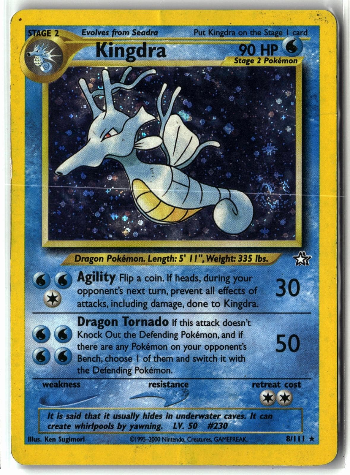 2000 Kingdra ⭐️ 8/111 Unlimited 🌀 Swirl 🌀 Holo Rare Neo Genesis Pokemon HP