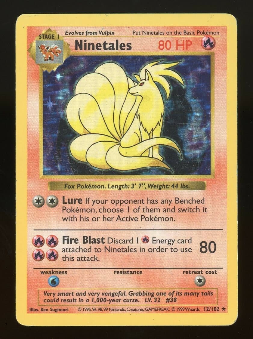 Pokemon Base Set NINETALES 12/102 Unlimited Shadowless