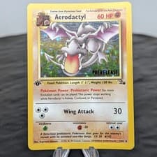 Pokémon Aerodactyl 1st Edition Prerelease Holo Fossil 1/62 WOTC Promo LP