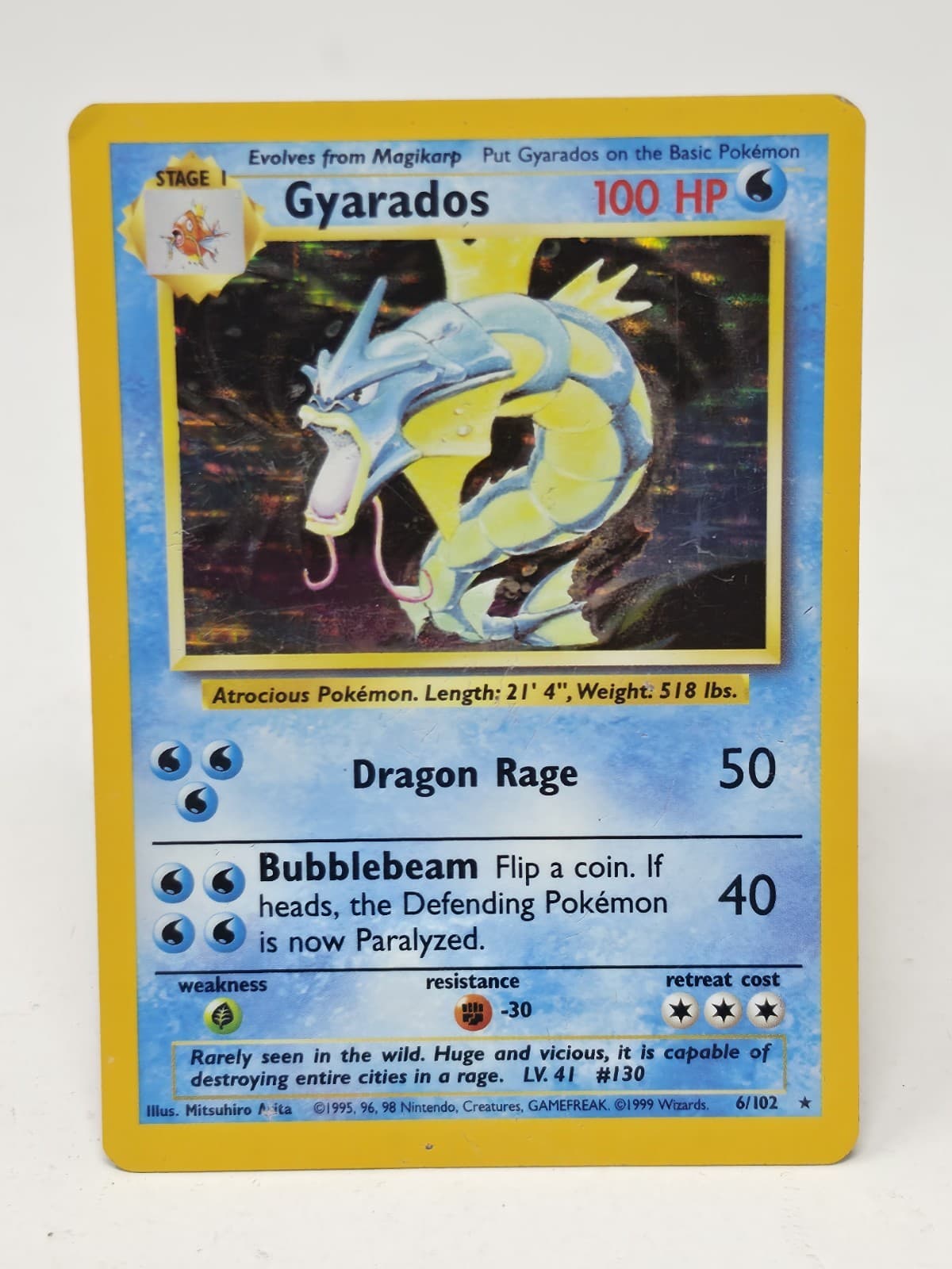 Pokemon Gyarados Unlimited Holo Rare Base Set 6/102 MP