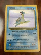 Pokemon Lapras Fossil 10/62 Vintage Holo Rare Unlimited MP/HP